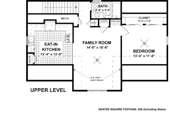 Floor Plan - Main Floor for Craftsman House Plan #56-553 - 1 bed, 1 bath