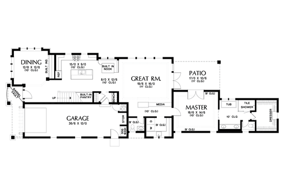 Floor Plan - Main Floor for Craftsman House Plan #48-1007 - 4 bed, 3.5 bath