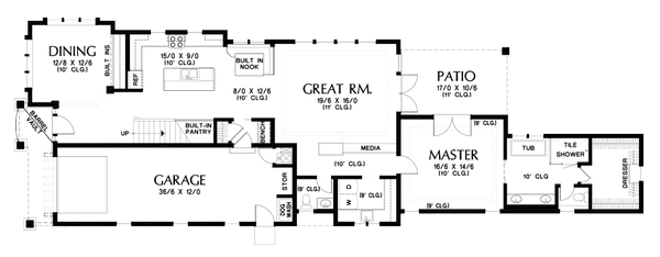 Architectural House Design - Craftsman Floor Plan - Main Floor Plan #48-1007