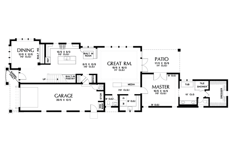 House Blueprint - Floor Plan - Main Floor for Craftsman House Plan #48-1007 - 4 bed, 3.5 bath