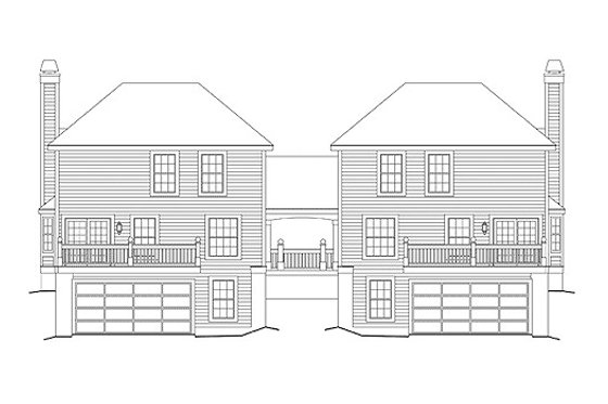 Exterior - Rear Elevation for Traditional House Plan #57-568 - 3 bed, 2.5 bath