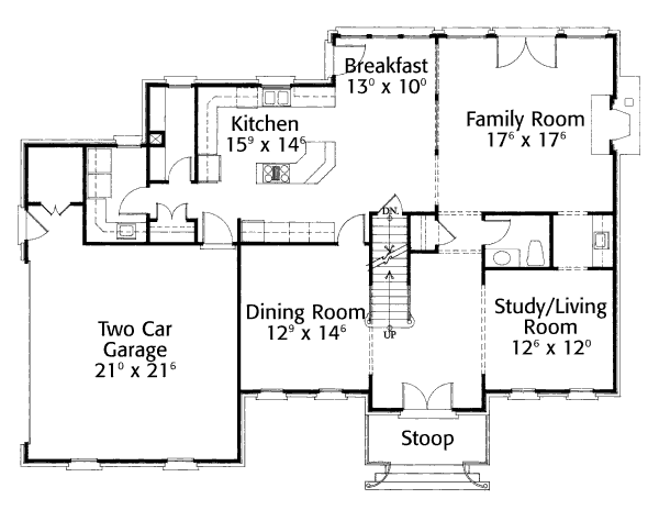 Architectural House Design - Colonial Floor Plan - Main Floor Plan #429-7