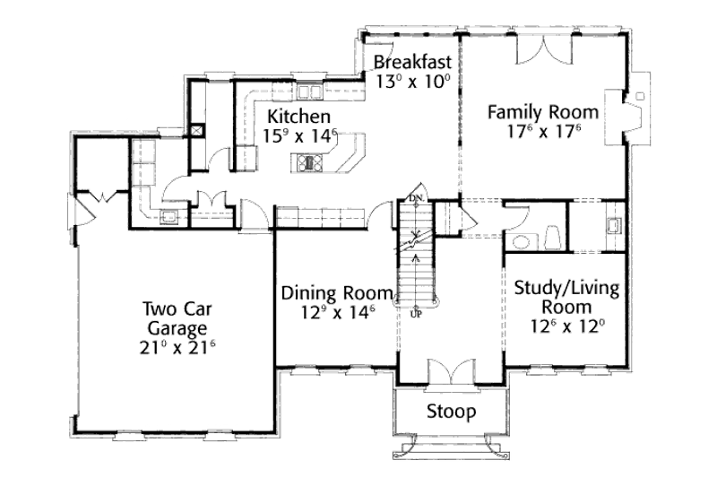 Home Plan - Floor Plan - Main Floor for Colonial House Plan #429-7 - 4 bed, 3.5 bath