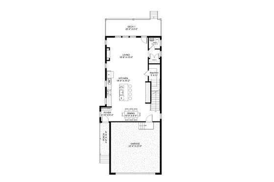 Floor Plan - Main Floor for Modern House Plan #1085-1 - 3 bed, 2.5 bath