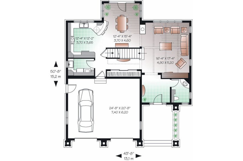 House Design - Floor Plan - Main Floor for Mediterranean House Plan #23-728 - 3 bed, 2.5 bath