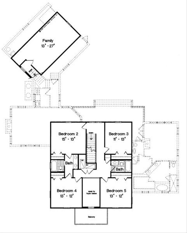 Colonial Floor Plan - Upper Floor Plan #417-382