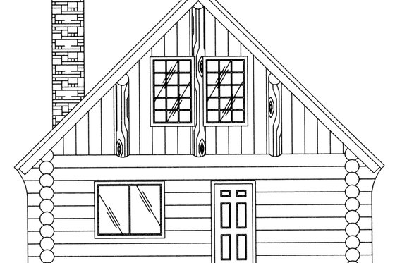 Exterior - Rear Elevation for Log House Plan #117-500 - 1 bed, 1 bath