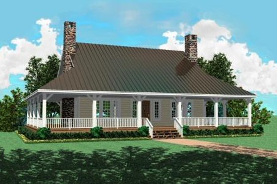 Exterior - Front Elevation for Southern House Plan #81-494 - 3 bed, 2.5 bath