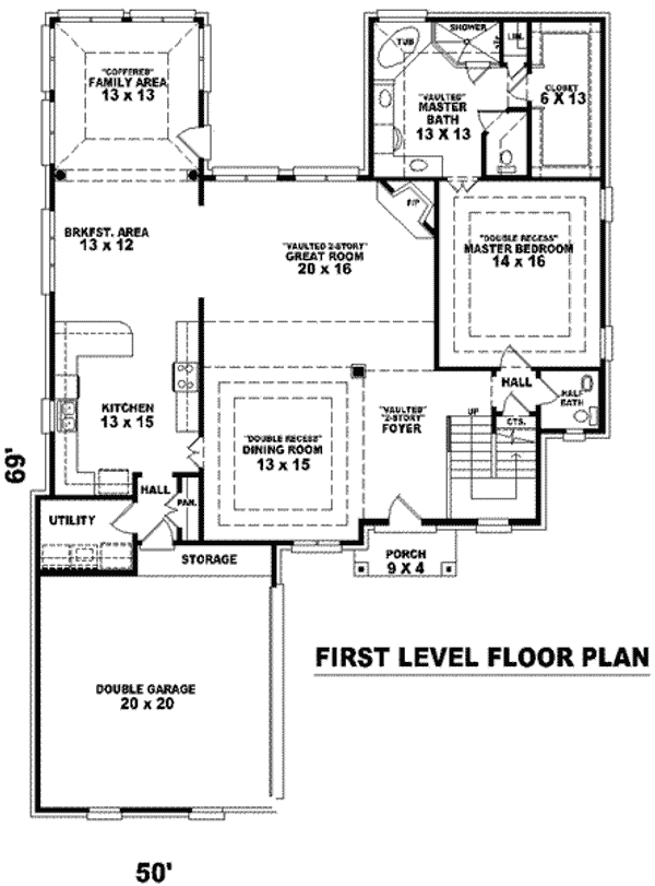 Floor Plan - Main Floor for European House Plan #81-1047 - 3 bed, 2.5 bath
