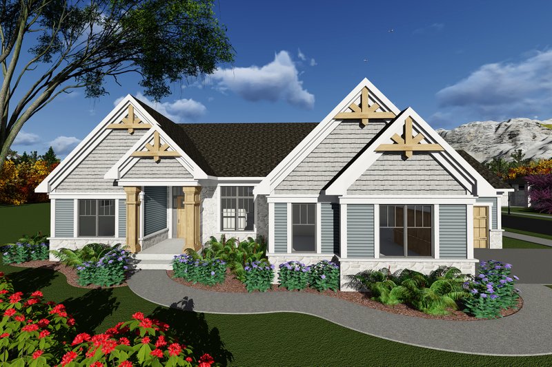 Architectural House Design - Ranch Exterior - Front Elevation Plan #70-1274