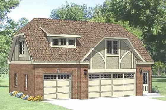 Exterior - Front Elevation for Tudor House Plan #116-227 - 1 bed, 1 bath