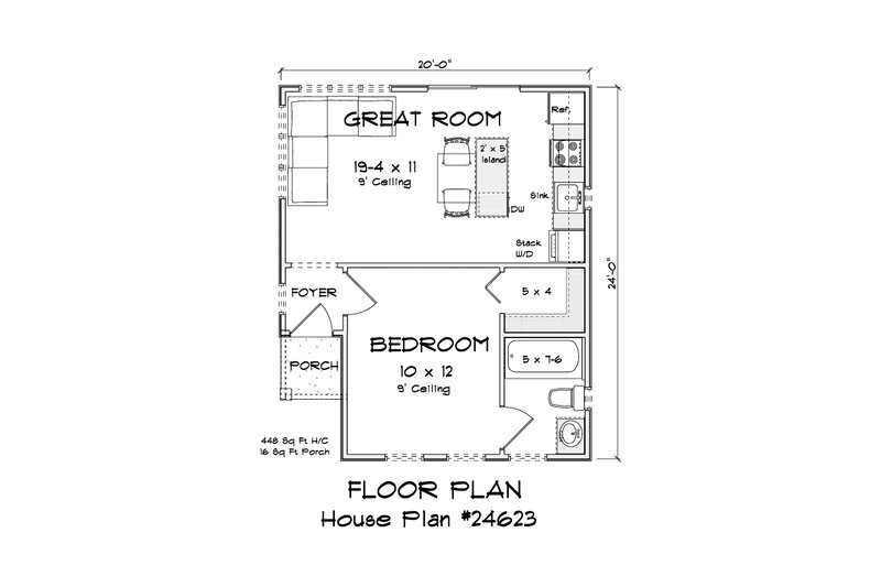 Dream House Plan - Floor Plan - Main Floor for Contemporary House Plan #513-2416 - 1 bed, 1 bath
