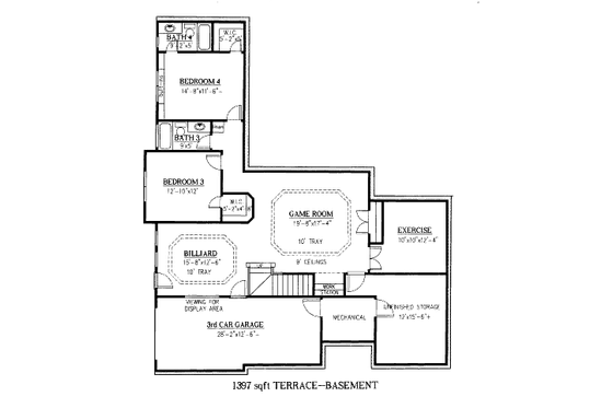 Floor Plan - Lower Floor for Country House Plan #437-43 - 4 bed, 4.5 bath