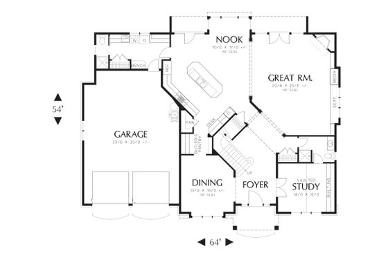 Floor Plan - Main Floor for Craftsman House Plan #48-612 - 5 bed, 3.5 bath