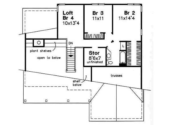 Traditional Floor Plan - Upper Floor Plan #50-156