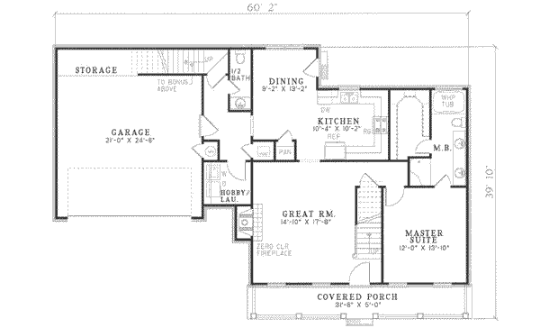 Colonial Floor Plan - Main Floor Plan #17-224