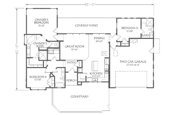 Floor Plan - Main Floor for Adobe / Southwestern House Plan #24-287 - 3 bed, 3 bath