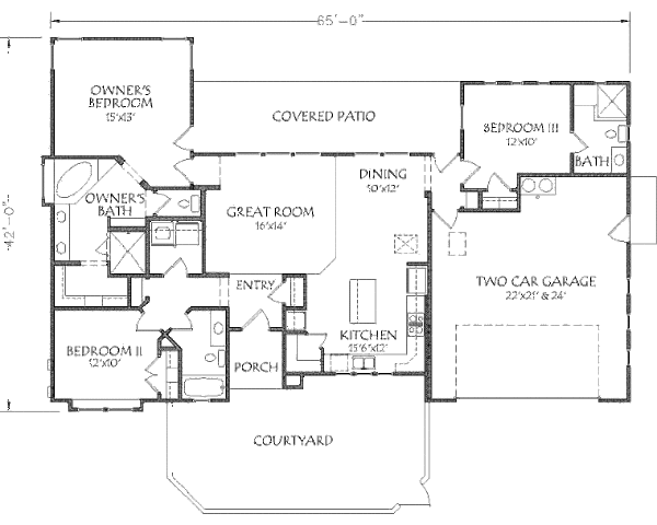 Adobe / Southwestern Floor Plan - Main Floor Plan #24-287