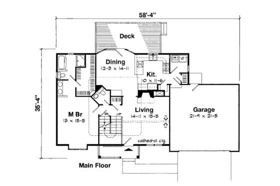 Floor Plan - Main Floor for Traditional House Plan #312-803 - 3 bed, 2.5 bath