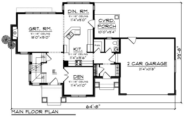 House Plan Design - Craftsman Floor Plan - Main Floor Plan #70-1272