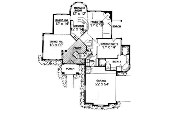 Floor Plan - Main Floor for European House Plan #40-196 - 4 bed, 3.5 bath