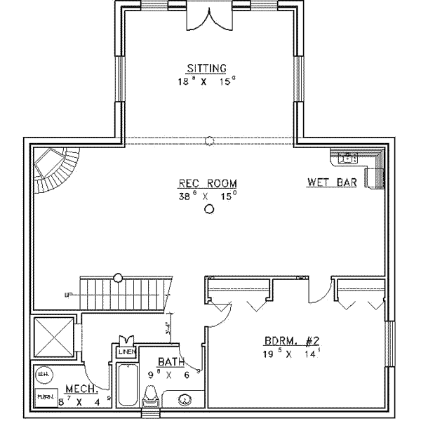 Home Plan - Log Floor Plan - Lower Floor Plan #117-123
