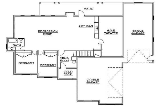 Floor Plan - Lower Floor for Traditional House Plan #5-342 - 5 bed, 3.5 bath