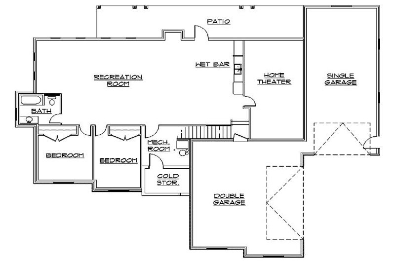 Dream House Plan - Floor Plan - Lower Floor for Traditional House Plan #5-342 - 5 bed, 3.5 bath