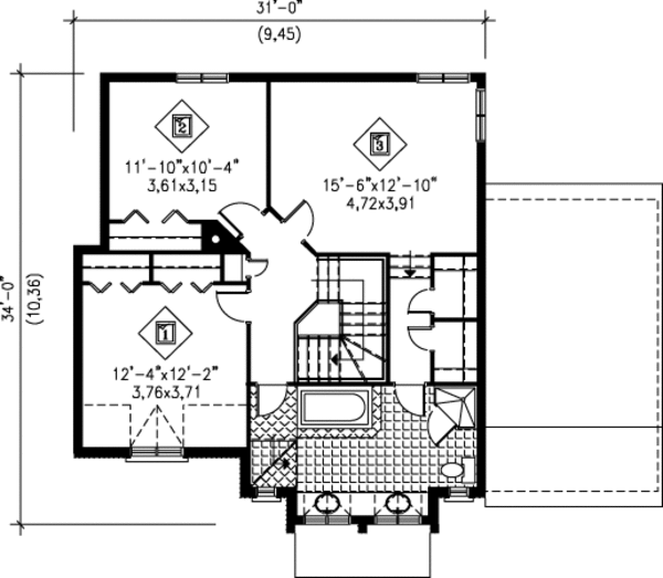 European Floor Plan - Upper Floor Plan #25-4258