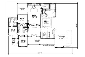Floor Plan - Main Floor for Farmhouse House Plan #20-2566 - 4 bed, 3.5 bath