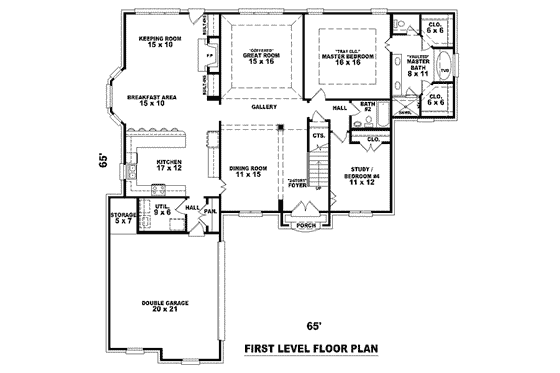Floor Plan - Main Floor for European House Plan #81-1137 - 3 bed, 3 bath