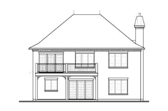 Exterior - Rear Elevation for European House Plan #23-2253 - 3 bed, 2.5 bath