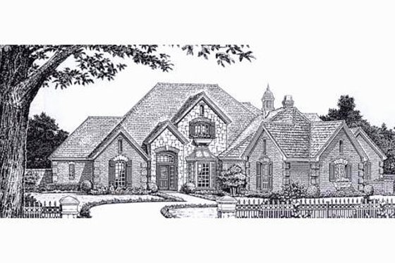 Exterior - Front Elevation for European House Plan #310-928 - 4 bed, 3.5 bath