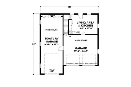 Floor Plan - Main Floor for Craftsman House Plan #56-610 - 1 bed, 1 bath