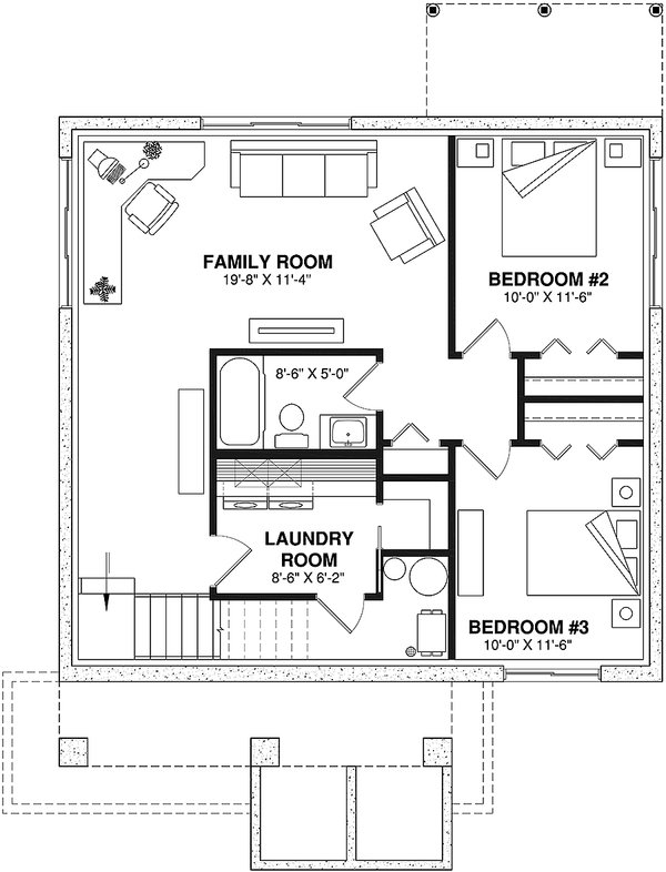 Architectural House Design - Modern Floor Plan - Lower Floor Plan #23-2677