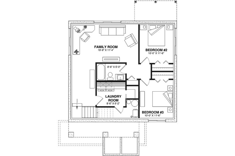 Dream House Plan - Floor Plan - Lower Floor for Modern House Plan #23-2677 - 3 bed, 2 bath