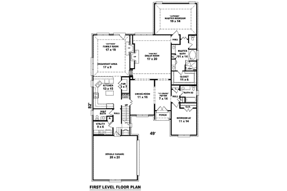 Floor Plan - Main Floor for European House Plan #81-1588 - 3 bed, 3.5 bath