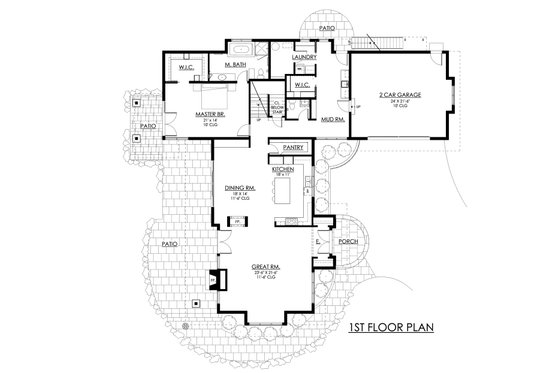 Floor Plan - Main Floor for Contemporary House Plan #1042-21 - 3 bed, 3.5 bath
