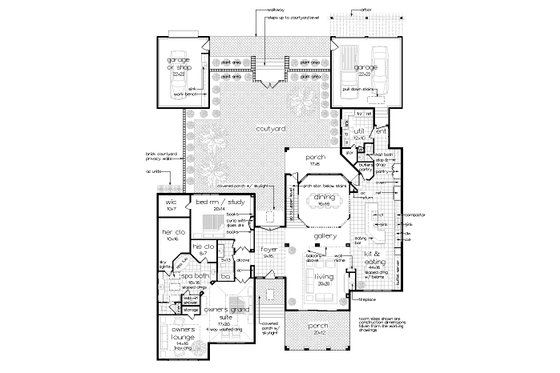 Floor Plan - Main Floor for Contemporary House Plan #45-611 - 4 bed, 4.5 bath
