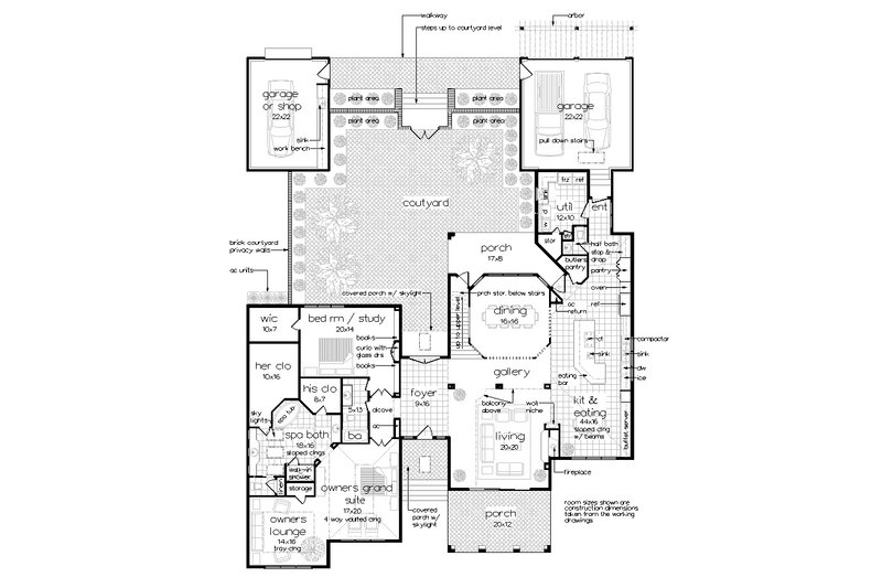 House Blueprint - Floor Plan - Main Floor for Contemporary House Plan #45-611 - 4 bed, 4.5 bath