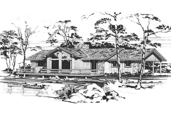 Exterior - Front Elevation for Modern House Plan #10-130 - 3 bed, 2 bath