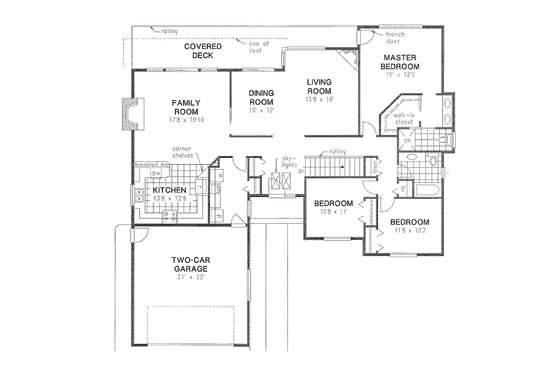 Floor Plan - Main Floor for Ranch House Plan #18-9011 - 3 bed, 2 bath