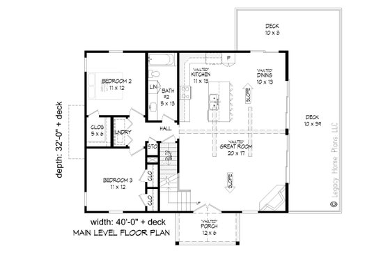 Floor Plan - Main Floor for Modern House Plan #932-585 - 3 bed, 2 bath
