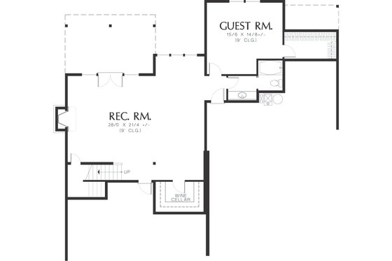 Lower level floor plan - 2800 square foot Craftsman home