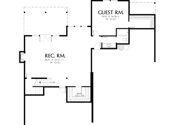 Home Plan - Lower level floor plan - 2800 square foot Craftsman home