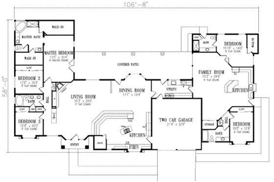 Floor Plan - Main Floor for Mediterranean House Plan #1-875 - 5 bed, 4 bath