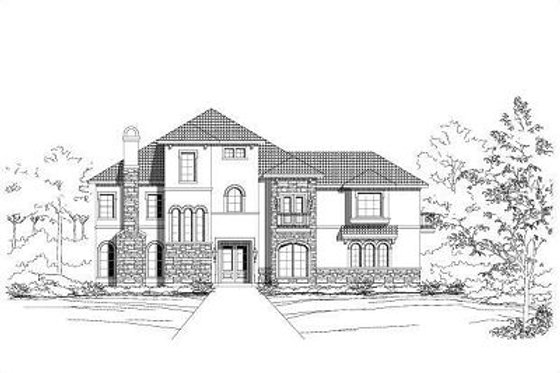 Exterior - Front Elevation for European House Plan #411-645 - 3 bed, 3.5 bath