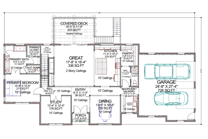 House Design - Floor Plan - Main Floor for Tudor House Plan #1116-3 - 5 bed, 4.5 bath