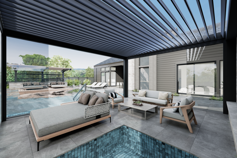 House Blueprint - Exterior - Outdoor Living 11 for Modern House Plan #1087-1 - 4 bed, 3.5 bath
