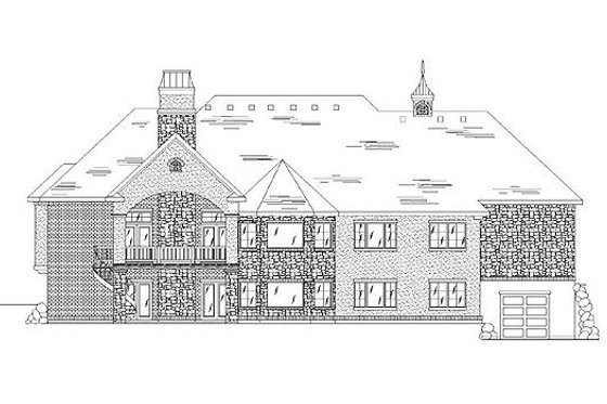 Exterior - Rear Elevation for European House Plan #5-278 - 6 bed, 4.5 bath